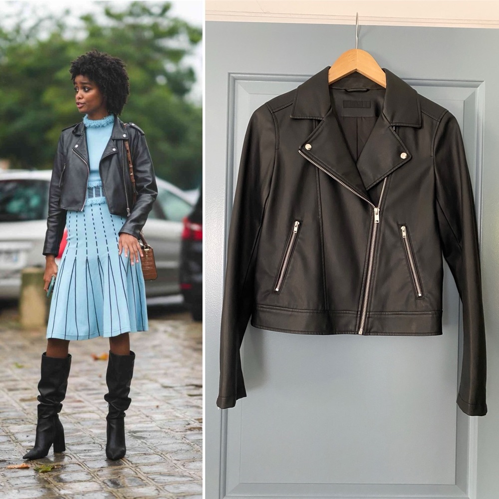 Women’s Uniqlo vegan faux leather moto jacket XS motorcycle jacket